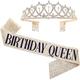 Geburtstagskrone Geburtstagsmädchen-Schärpe-Set, Strass-Diademe und -Kronen für Frauen, Mädchen, Gold-Tiara, Geburtstag, Gold-Schärpe, Prinzessin-Diademe, Königin-Kronen für