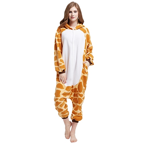 Karnevalskostüm 2026 Tier Giraffe Zeichentrick Karneval Kigurumi-Pyjamas Ausgefallene Kostüme Nachtwäsche Warm Schlafanzug Bequem Erwachsene Unisex Männer und Frauen Weihnachten Halloween Karneval Image