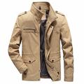 Herren Leichte Jacke Sommerjacke Jacke Täglich Ausgehen Wochenende Stehkragen Militär Jacke Oberbekleidung Einfarbig Schwarz Armeegrün Khaki