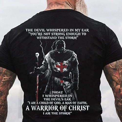 Herren Grafik Gothic-Horror T Shirt T-Shirt Christliche T-Shirts Kurzarm T-Shirt 3D-Druck Rundhalsausschnitt Hemd Vintage Mode Designer Outdoor Lässig Täglich Schwarz Frühling Sommer Bekleidung S M Image