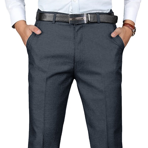 Herren Anzughosen Hose Hosen Hose Anzughose Tasche Glatt Komfort Atmungsaktiv Knöchellänge Hochzeit B¨¹ro Geschäft Schick Modern Klassisch Schwarz Dunkel Blau Hoher Taillenbund Mikro-elastisch Image