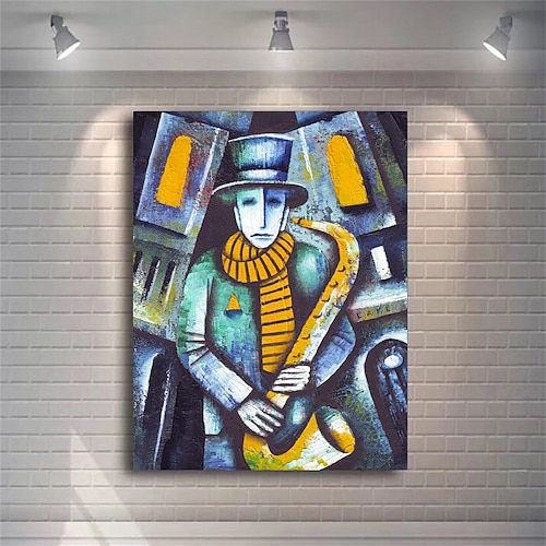 Abstraktes Picasso-Mann, der Musikinstrument spielt, Poster, Anmut, Frau, Ölgemälde auf Leinwand, nordische Jazz-Violine, Drucke, Heimdekoration Image
