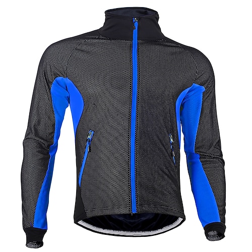 Nuckily Herren Fahrradjacke Winter Thermowarm Winddicht Reflektierende Streifen Rückentasche Fahhrad Jacke Windjacke Mountainbike MTB Straßenradsport Stadtradfahren Rot Blau Grün Fahrradbekleidung Image