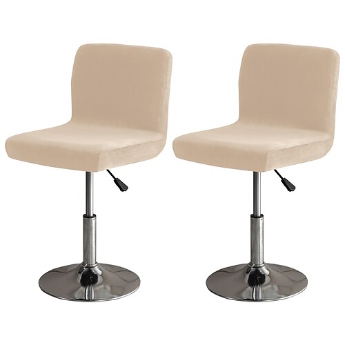 Barhockerbezug in Burgunderrot, Stuhlhusse für Thekenhocker, Kneipenstuhlhusse für Esszimmer, Samt-Barhocker-Schutzbezüge, Stuhlhussen für Pfarrerstühle, 2er-Set, dicker, weicher Stil Image