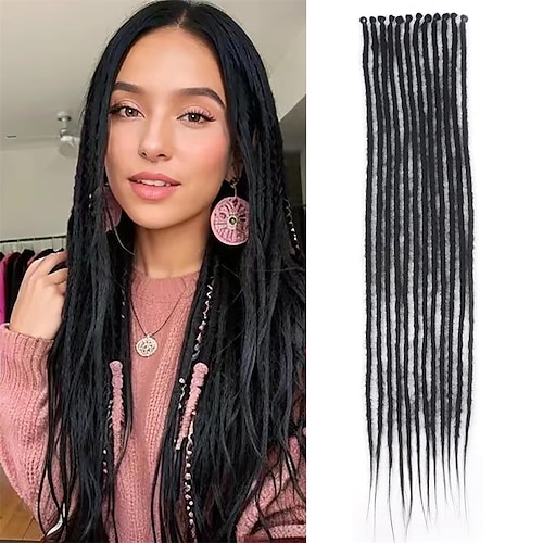 Dreadlock-Verlängerungen 1b/grün Dreads-Verlängerungen Häkel-Loc-Verlängerungen Synthetische Dreadlock-Verlängerungen Clip-in-Dreadlocks-Haarverlängerungen Single-Ended-Dreadlock-Häkelhaar-Dreadlocks Image