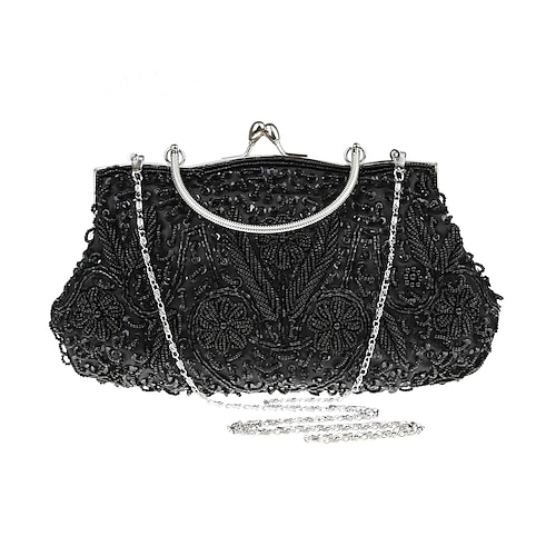 weiße Abend-Clutch mit Perlen für Damen – Vintage-Handtasche mit Paillettenstickerei für Hochzeiten, formelle Anlässe und Cocktailpartys