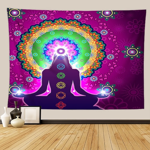indische sieben chakra meditation wandteppich yoga studio wandteppich raumdekoration innerer frieden wandteppich reiki spirituelles heilendes geschenk Image