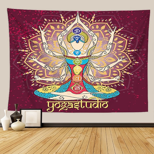 indische sieben chakra meditation wandteppich yoga studio wandteppich raumdekoration innerer frieden wandteppich reiki spirituelles heilendes geschenk Image