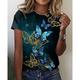 Damen T Shirt Schwarz Rosa Purpur Graphic Schmetterling Bedruckt Kurzarm Täglich Wochenende Basic Vintage Rundhalsausschnitt Standard Schmetterling Farbe S
