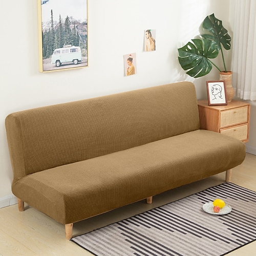 Stretch-Futon-Sofabezug, burgunderfarbener Schonbezug, elastische Couch, weiß, grau, schlicht, Sofa ohne Armlehne, Möbelschutz, massiv, weich, strapazierfähig, waschbar Image