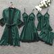 Damen Geschenk Bademantel Pyjamas Nachthemd Sets Heim Party Täglich St.Patrick's Day Elastische Taille Einfarbig Satin Einfach Alltag Weich Trägertop Kurze Hosen Herbst Winter Frühling Gurt Kurze