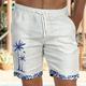 Herren Shorts Kurze Hosen Sommer-Shorts Strandshorts Kurze Hosen Tasche Kordelzug Elastische Taille Kokosnussbaum Patchwork Komfort Atmungsaktiv Kurz Casual Täglich Festtage Sport Modisch Wei