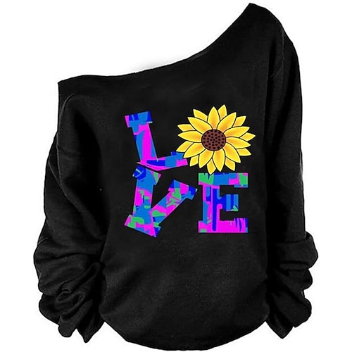 Retro Vintage 1980er Maskerade Sweatshirt Schulterfrei Kostüm Damen Maskerade Party / Abend Pride Parade Pride-Monat Erwachsene Oberteil Frühling Herbst Image