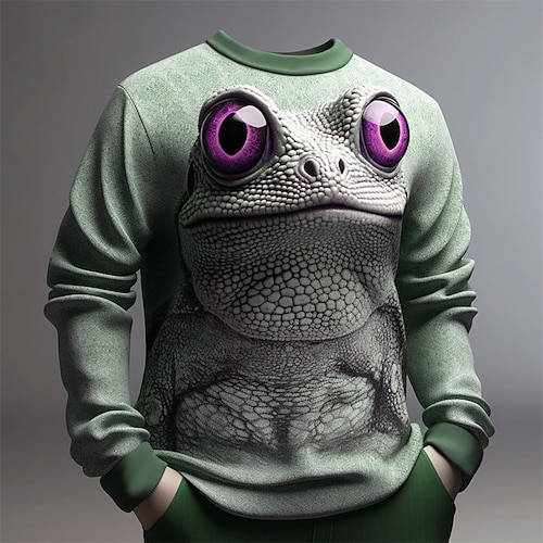 Herren Grafik Frosch Sweatshirts Golf-Pullover Langarm Sweatshirt Rundhalsausschnitt Mode Täglich Lässig 3D-Druck Urlaub Ferien Ausgehen Druck Frühling Herbst Image