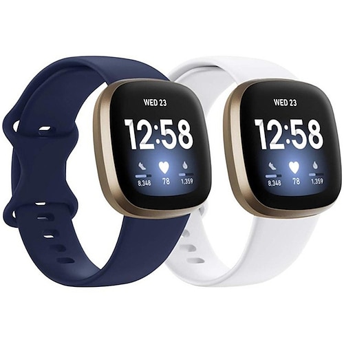 2er Pack Smartwatch-Band Kompatibel mit Fitbit Versa 4 Sense 2 Versa 3 Sense Weiches Silikon Smartwatch Gurt Wasserdicht Verstellbar Atmungsaktiv Sportarmband Ersatz Armband Image