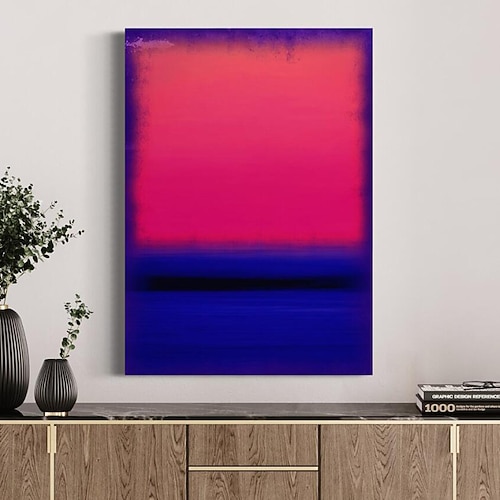 handgemalte Leinwandkunst von Mark Rothko, Reproduktion, Rothko-Wandkunst, abstrakte Leinwand-Wandkunst, rote und gelbe Mischung, abstrakte Malerei, Minimalismus-Kunst, Gemälde, Heimdekoration, Image