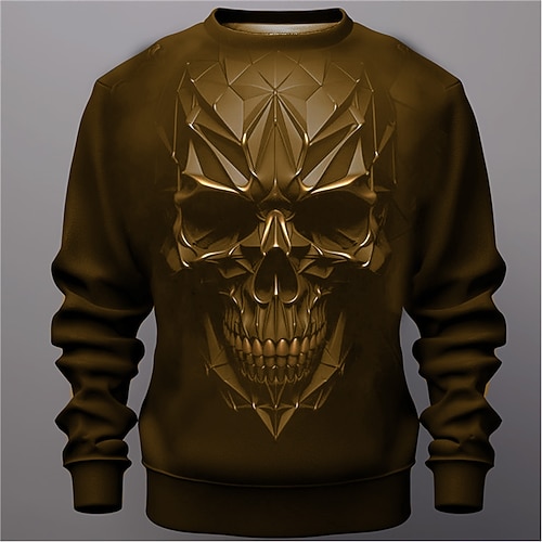 Herren Grafik Totenkopfe Sweatshirts Golf-Pullover Langarm Sweatshirt Rundhalsausschnitt Mode Täglich Lässig 3D-Druck Urlaub Ferien Ausgehen Druck Frühling Herbst Image