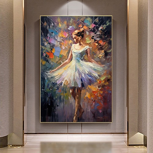 Original Balletttänzerin handgemaltes Ölgemälde auf Leinwand, große Wandkunst, abstraktes Messer, strukturiertes Gril-Ölgemälde, Wohnzimmer-Wanddekoration, Geschenk, ohne Rahmen Image