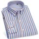 Herren Oberhemd Hemd Kragenhemd Bügelfreies Hemd Oxford Hemd SchwarzWeißMarineblau Weiß Marineblau Langarm Gestreift Umlegekragen Frühling Herbst Hochzeit Outdoor Bekleidung Button-Down