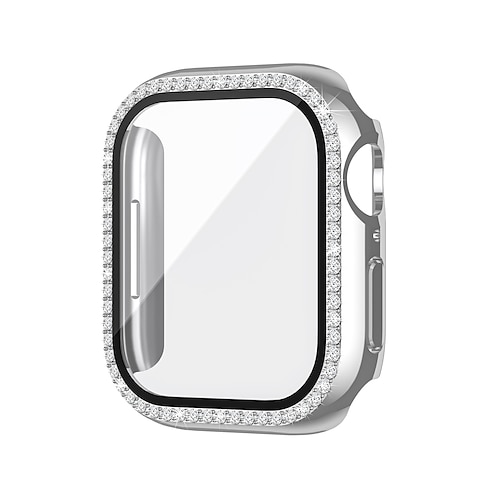 2er Pack Uhrengehäuse mit Displayschutzfolie Kompatibel mit Apple Watch Series 8 7 41mm 45mm / Series 6 5 4 SE 40mm 44mm / Series 3 2 1 38mm 42mm Kratzfest Bling-Diamant HD klar Gehärtetes Glas Image