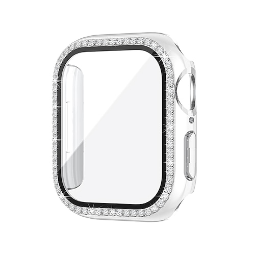 2er Pack Uhrengehäuse mit Displayschutzfolie Kompatibel mit Apple Watch Series 8 7 41mm 45mm / Series 6 5 4 SE 40mm 44mm / Series 3 2 1 38mm 42mm Kratzfest Bling-Diamant HD klar Gehärtetes Glas Image