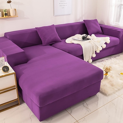 Stretch-Sofabezug, Schonbezug, burgunderfarben, elastisch, modernes Ecksofa für Wohnzimmer, Sofabezug, Ecksofa in L-Form, Sesselschutz, Sofabezug, 1/2/3/4-Sitzer Image