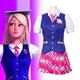 Puppe Schuluniform 4 Teile Damen Mädchen Film Cosplay Y2K Blau Rosa Halloween Karneval Maskerade Weste Bluse Rock
