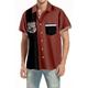 Herren Hemd Hawaiihemd Sommerhemd Vintage Hawaiihemden Auto Gestreift Grafik-Drucke Umlegekragen Schwarz und Rot Schwarz Rote Outdoor Strasse Kurze Ärmel Button-Down Bedruckt Bekleidung Vintage