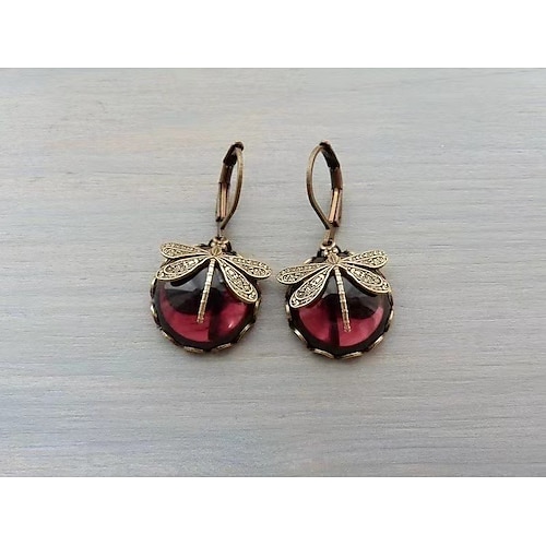 1 Paar Vintage-Ohrhänger mit libellengrünem Kristall, Boho-Ohrringe, Schmuckpakete, Muttertagsgeschenke, Geburtstagsgeschenke, Weihnachtsgeschenke, Geschenke für Frauen und Mädchen, Partygeschenke Image