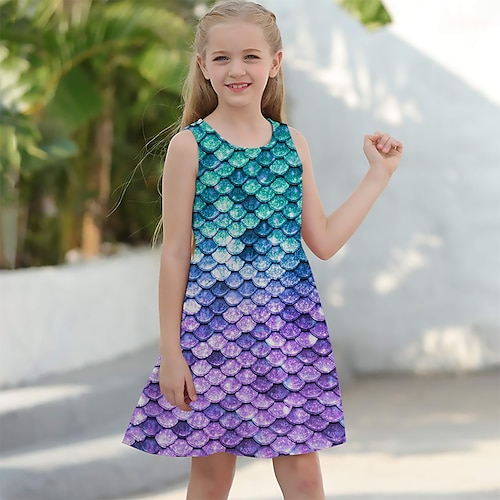 Mädchen Weihnachtskleid 3D Grafik Kleid ärmellos 3D Druck Sommer Frühling Urlaub Alltag Feiertag süß lässig süß Kinder 3-10 Jahre Trägerkleid A-Linien Kleid über dem Knie normale Passform Image