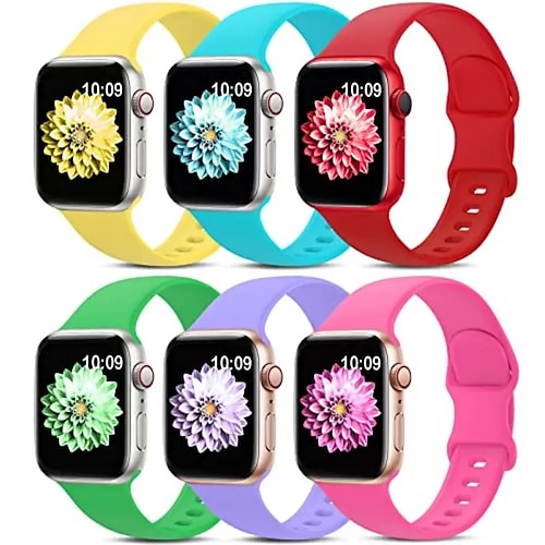 6er Pack Sportarmband Kompatibel mit Apple Watch Armband 38mm 40mm 41mm 42mm 44mm 45mm 49mm Verstellbar Atmungsaktiv Frauen Männer Silikon Ersatzarmband für iwatch Ultra 2 Series 9 8 7 SE 6 5 4 3 2 1 Image
