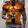 King T-Shirt Mens 3D Shirt For Birthday Black Summer Polyester Men'S Unisex Tee Tiger Graphic Prints Crew Neck White SilverGolden Yellow 3D Outdoor Street