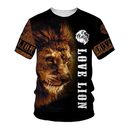 Herren Unisex Tiger Grafikdrucke T Shirt Kurzarm T-Shirt 3D-Druck Rundhalsausschnitt Hemd Sport Lässig Große Größen Outdoor Straße Täglich Schwarz / Weiß Silbergolden Gold Schwarz Sommer Bekleidung Image
