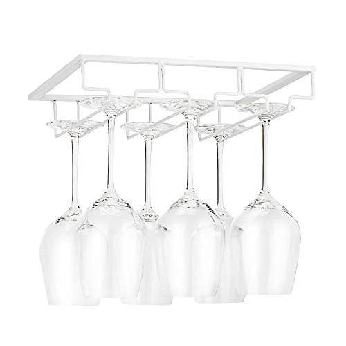 Weinglasregal unter Schrank Stielhalter Metall Weinglas Organizer Gläser Aufhänger für Bar Küche nach Hause Schwarz Gold Weiß 3 Reihen Image