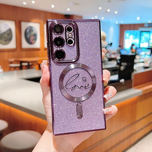 Handy Hülle Handyhüllen Für Samsung Galaxy S25 S24 S23 S22 S21 Ultra Plus Rückseite Magnetische Adsorption Mit Magsafe Unterstützt kabelloses Laden Nicht vergilbend Bling Glitzer glänzend TPU Image