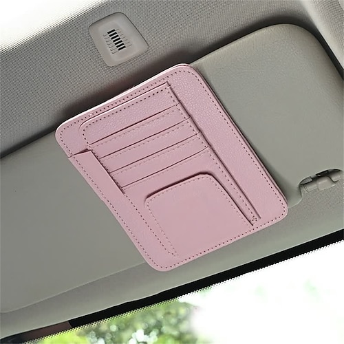 1 Stück Auto-Sonnenblenden-Organizer Geeignet für dünne Gläser Modisches Design Geeignet für dicke Gläser Leder Für SUV Lastwagen Van Image