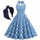 Retro Vintage 1950er Vintage inspiriertes Cocktailkleid Stirnband Swing Kleid Neckholder Flare Kleid Knielang Damen Schleife Passformamp;ausgestelltes Neckholderkleid Karnevalsparty Hochzeitsfeier