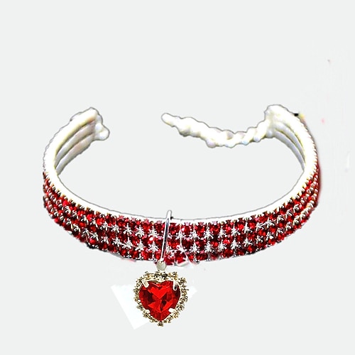 2 Stück Perlen Diamant Haustier Katze Hund Halskette Halsband Schmuck mit Bling Strasssteinen für Haustiere Katzen kleine Hunde Hündinnen Chihuahua Yorkies Mädchen Kostüm Outfits verstellbar