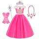 Schlafende Schönheit Die Schöne und das Biest Märchen Prinzessin Ziemlich Blumenmädchen Kleid Motto-Party-Kostüm Tüll-Kleider Mädchen Film Cosplay Cosplay Halloween Gelb Fuchsie Pink (mit Zubehör)