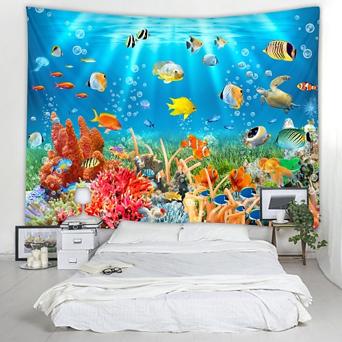 Wandteppich Kunst Dekor Decke Vorhang Picknick Tischdecke hängen zu Hause Schlafzimmer Wohnzimmer Wohnheim Dekoration Tier Fisch Unterwasserwelt Image