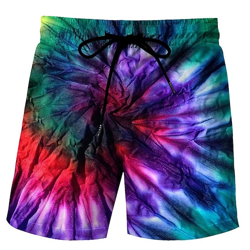 Herren Grafik Farbverlauf Badehosen Badeshorts Boardshorts Mittlere Taille Mode Hawaiianisch Boho Lässig Täglich Strand Kordelzug Elastischer Bund 3D-Druck Designer Bekleidung Image