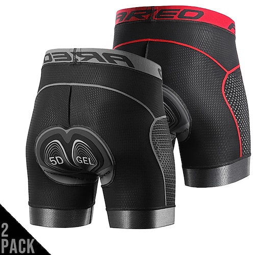 Herren Einfarbig Fahrrad Unterwäsche Fahhrad Gepolsterte Shorts / Chamois Unterteile Rennpassform Straßenradsport Sport Schnelltrocknend Weich Elastisch Schweißableitend Grau / Rot Schwarz Schwarz Image