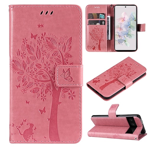 Handy Hülle Handyhüllen Für Google Pixel 7 Pro Pixel 6 Brieftasche Kartenetui mit Handschlaufe Steckplätze für Kartenhalter Magnetischer Flip Einfarbig TPU PU-Leder Image