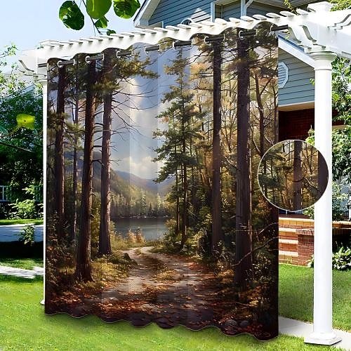 Wasserdichter Outdoor Vorhang für den Außenbereich, Schiebevorhänge für Terrassen, Strandvorhänge, Pergola-Vorhänge mit Öse für Pavillon, Balkon, Veranda, Party, Hotel, 1 Paneel Image