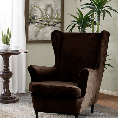 Samt-Stretch-Ohrensesselbezug, Spandex-Sesselbezug, Ohrensessel-Überzug, Sofabezug für Hunde und Haustiere, waschbarer Sofa-Möbelschutz, IKEA Strandmon-Stuhl Image