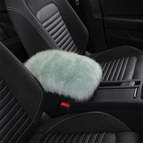 Auto Mittelkonsole Abdeckung Polster Universal echtes Schafsfell Autositzarmlehne Abdeckung flauschiger Schutz Image
