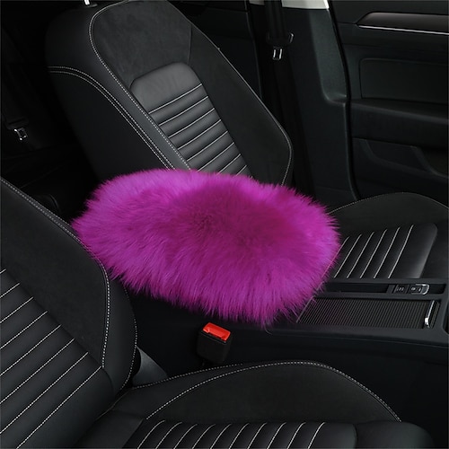 Auto Mittelkonsole Abdeckung Polster Universal echtes Schafsfell Autositzarmlehne Abdeckung flauschiger Schutz Image