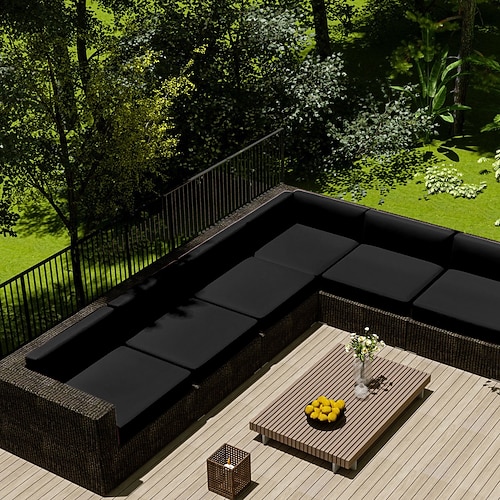 2 Stück Terrassenkissenbezüge, 100 % wasserdichter Outdoor-Sofa-Sitzbezug aus Korbgeflecht, wasserdichter Couch-Schonbezug, Oxford-Geflecht-Stuhlbezug, Möbelschutz Image