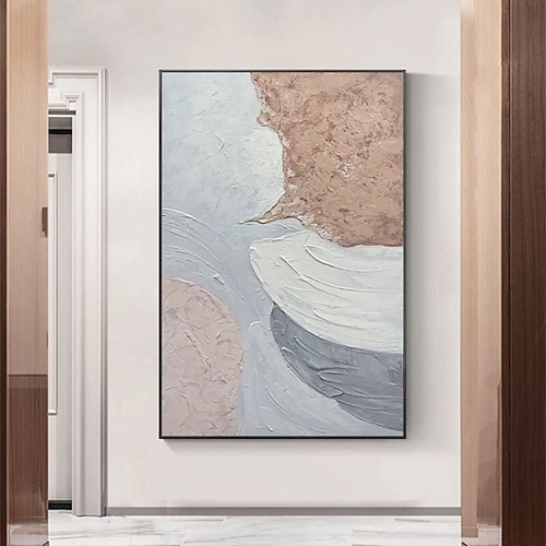 Handgefertigtes, handgemaltes Ölgemälde, Wandkunst, groß, Original, beige, abstraktes Gemälde, graues Gemälde, modernes rosa Ölgemälde, minimalistisches abstraktes Gemälde, Dekor, gerollte Leinwand, Image