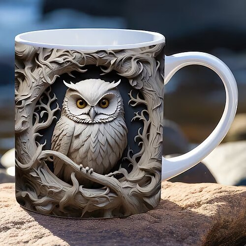 3D-Eulen-Tassen, lustige 3D-Tiere-Tasse, kreative Raumdesign-Mehrzweckbecher, Tierliebhaber-Kaffeetasse, niedliche Tasse Keramik-Kaffeetassen, coole Geburtstags-Weihnachtsgeschenke für Frauen und Image